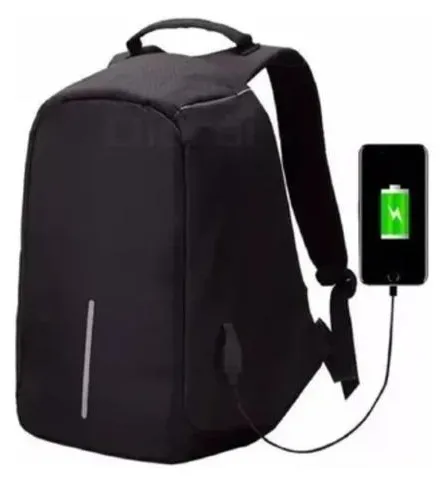 Maleta Antirrobo Morral Con Puerto Y Cable Usb Impermeable Negra